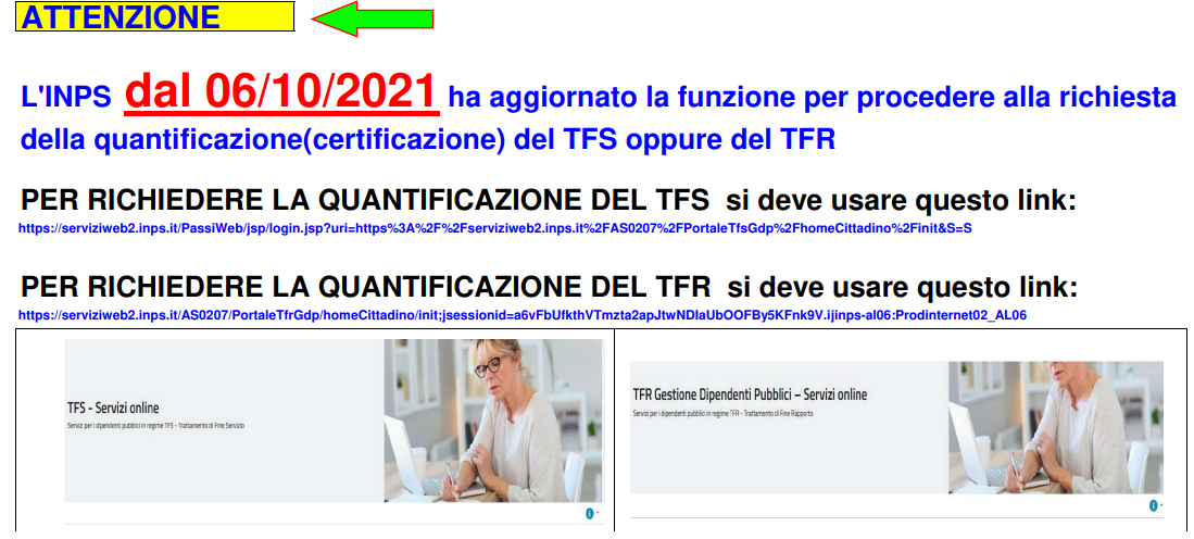 Anticipo TFS TFR Pensionati 2021 INPS Aggiorna La Funzione Per