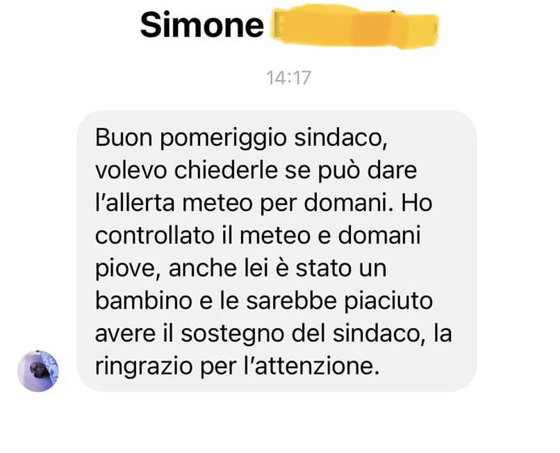 Può dare allerta meteo per domani Il messaggio dellalunno al